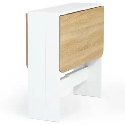 Table console pliable EDI 2-4 personnes bois blanc plateau façon hêtre 103 x 76 cm