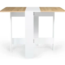 Table console pliable EDI 2-4 personnes bois blanc plateau façon hêtre 103 x 76 cm