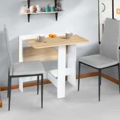Table console pliable EDI 2-4 personnes bois blanc plateau façon hêtre 103 x 76 cm