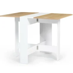 Table console pliable EDI 2-4 personnes bois blanc plateau façon hêtre 103 x 76 cm