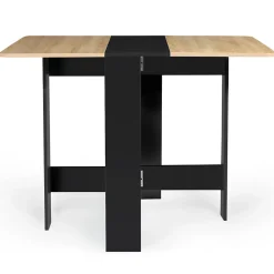 Table console pliable EDI 2-4 personnes bois noir plateau façon hêtre 103 x 76 cm