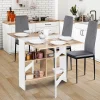 Table console pliable EDI 2-6 personnes avec rangements bois blanc plateau façon hêtre 150 x 80 cm
