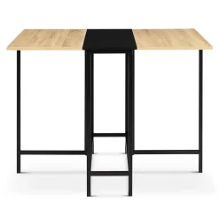 Table console pliable EDI 2-4 personnes façon hêtre et noir design industriel 103 x 76 cm