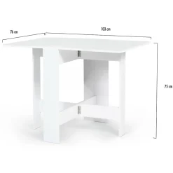 Table console pliable EDI 2-4 personnes bois blanc 103 x 76 cm