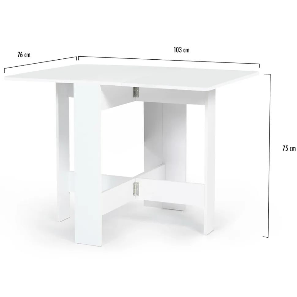 Table console pliable EDI 2-4 personnes bois blanc 103 x 76 cm