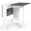 Table console pliable EDI 2-4 personnes bois blanc plateau gris 103 x 76 cm