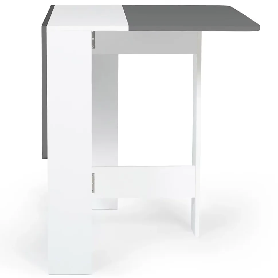 Table console pliable EDI 2-4 personnes bois blanc plateau gris 103 x 76 cm