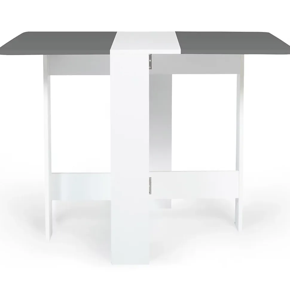 Table console pliable EDI 2-4 personnes bois blanc plateau gris 103 x 76 cm