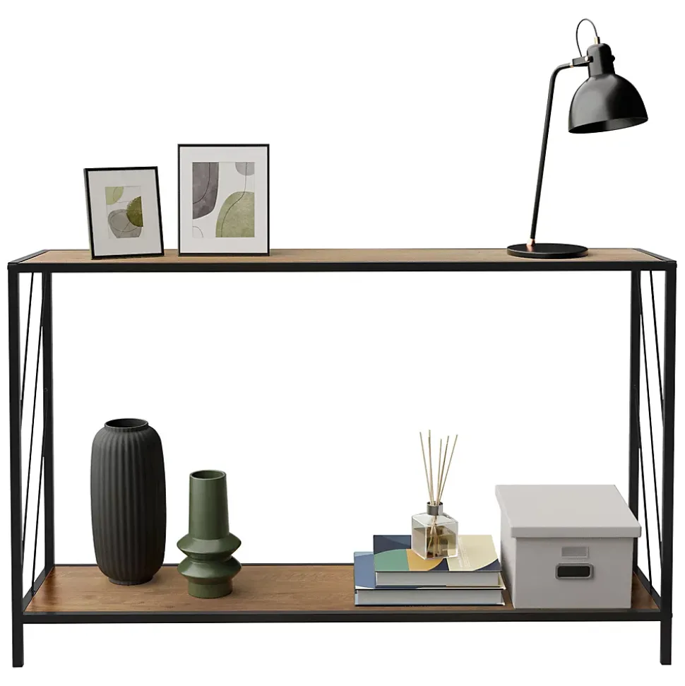Table console table de culoir salon décor marron en chêne rustique 120x33,5x75cm