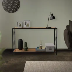 Table console table de culoir salon décor marron en chêne rustique 120x33,5x75cm