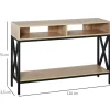 Table Console Table d'Entrée Industriel Multi-rangements 120 x 23,5 x 75 cm Bois Chêne