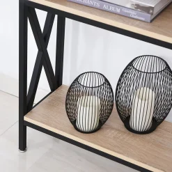 Table Console Table d'Entrée Industriel Multi-rangements 120 x 23,5 x 75 cm Bois Chêne