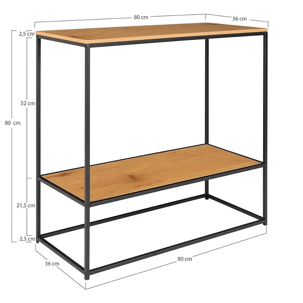 Table Console Vita, Marron, Métal, 80x36x80 cm, Seven Design