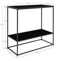 Table Console Vita, Noir, Métal, 80x36x80 cm, Seven Design