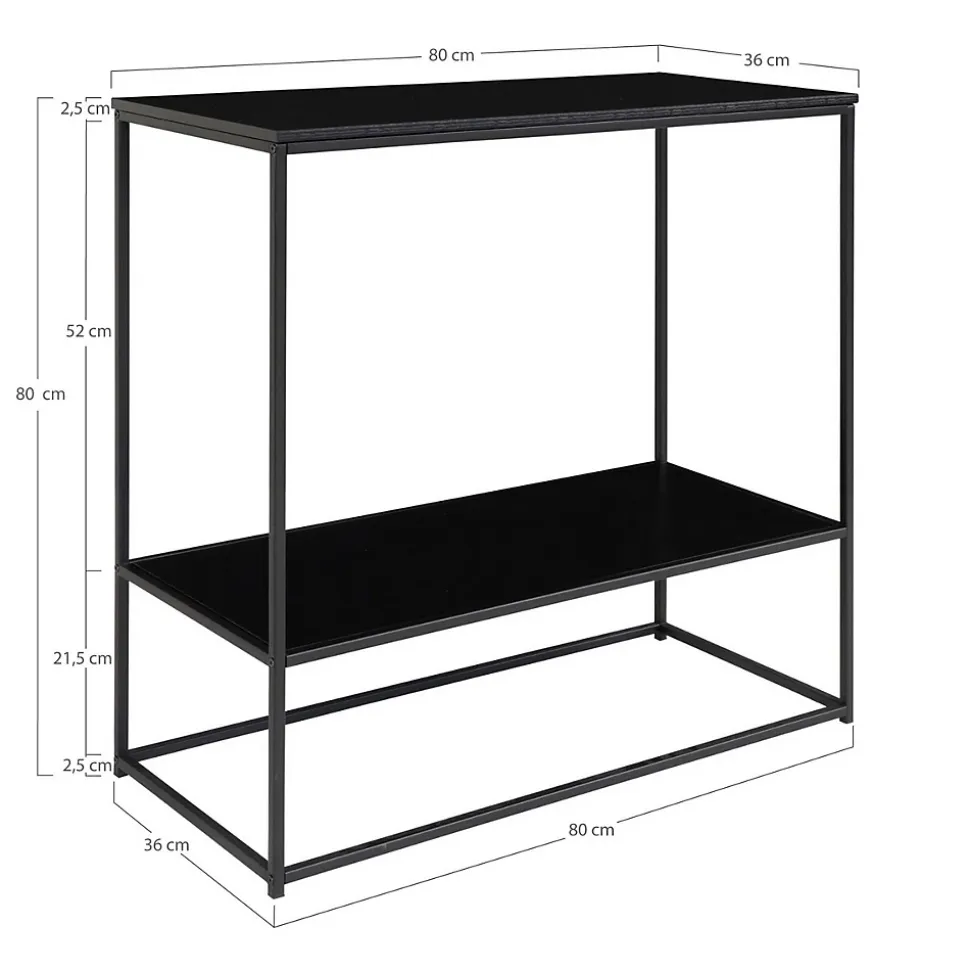 Table Console Vita, Noir, Métal, 80x36x80 cm, Seven Design