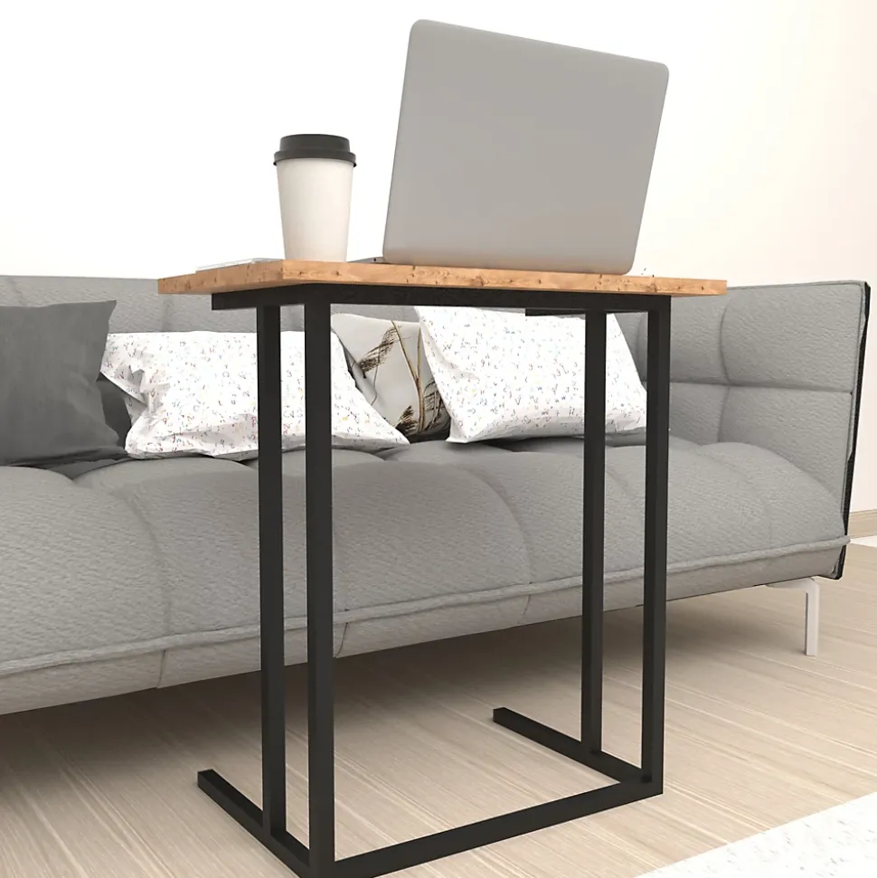 Table d'appoint Högsby 65,5 x 60 x 35,5 cm effet chêne en.casa