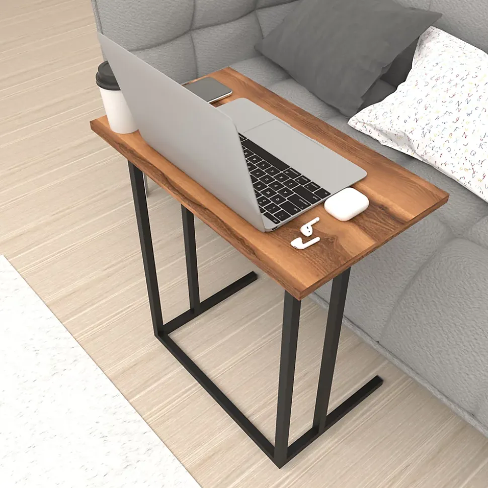 Table d'appoint Högsby 65,5 x 60 x 35,5 cm effet noyer en.casa