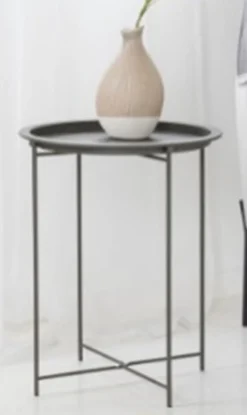 Table d'appoint intérieur ronde en métal noir