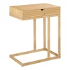 Table d'appoint pour ordinateur portable Kaafjord avec tiroir bambou 68 x 55 x 35 cm naturel en.casa
