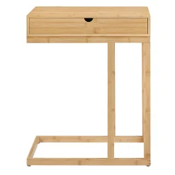 Table d'appoint pour ordinateur portable Kaafjord avec tiroir bambou 68 x 55 x 35 cm naturel en.casa