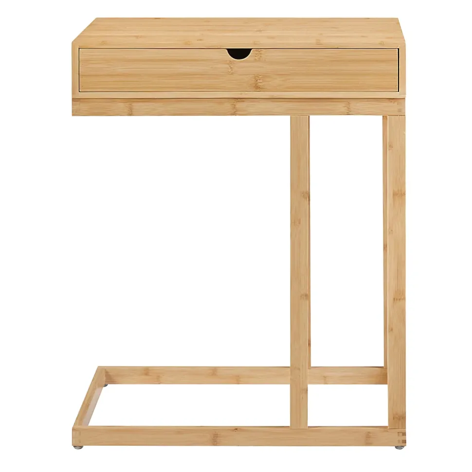 Table d'appoint pour ordinateur portable Kaafjord avec tiroir bambou 68 x 55 x 35 cm naturel en.casa