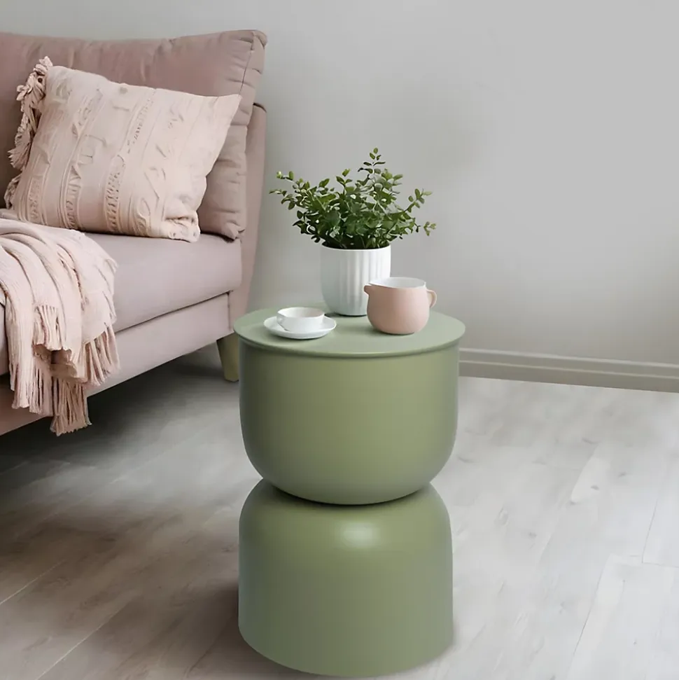 Table d'appoint ronde en métal vert sauge ⌀ 31 cm, Yuri