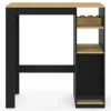 Table de bar AMERI avec placard et range bouteilles 2 personnes bois et noir