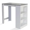 Table de bar BARTH 2 à 4 personnes bois blanc plateau gris