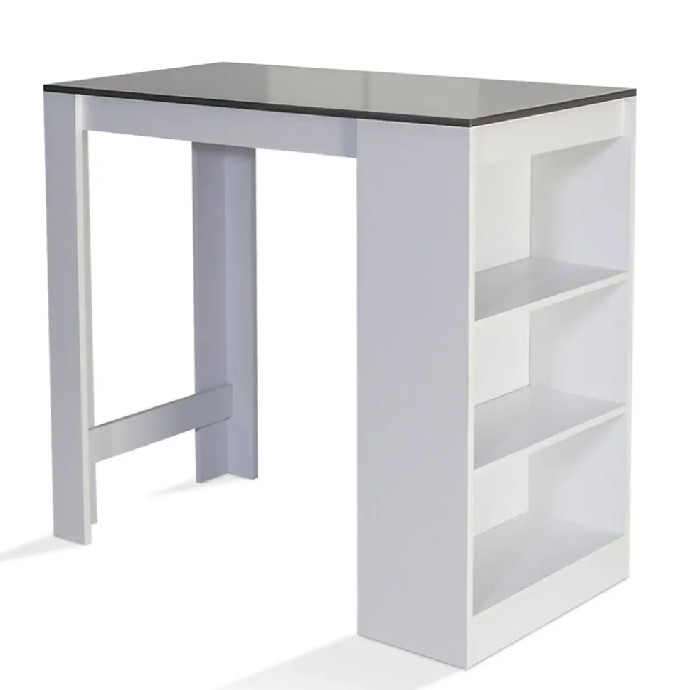 Table de bar BARTH 2 à 4 personnes bois blanc plateau gris