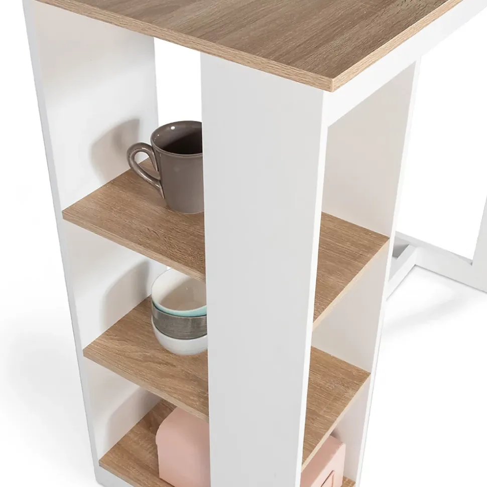 Table de bar BARTH 2 à 4 personnes ajourée bois blanc et plateau façon hêtre