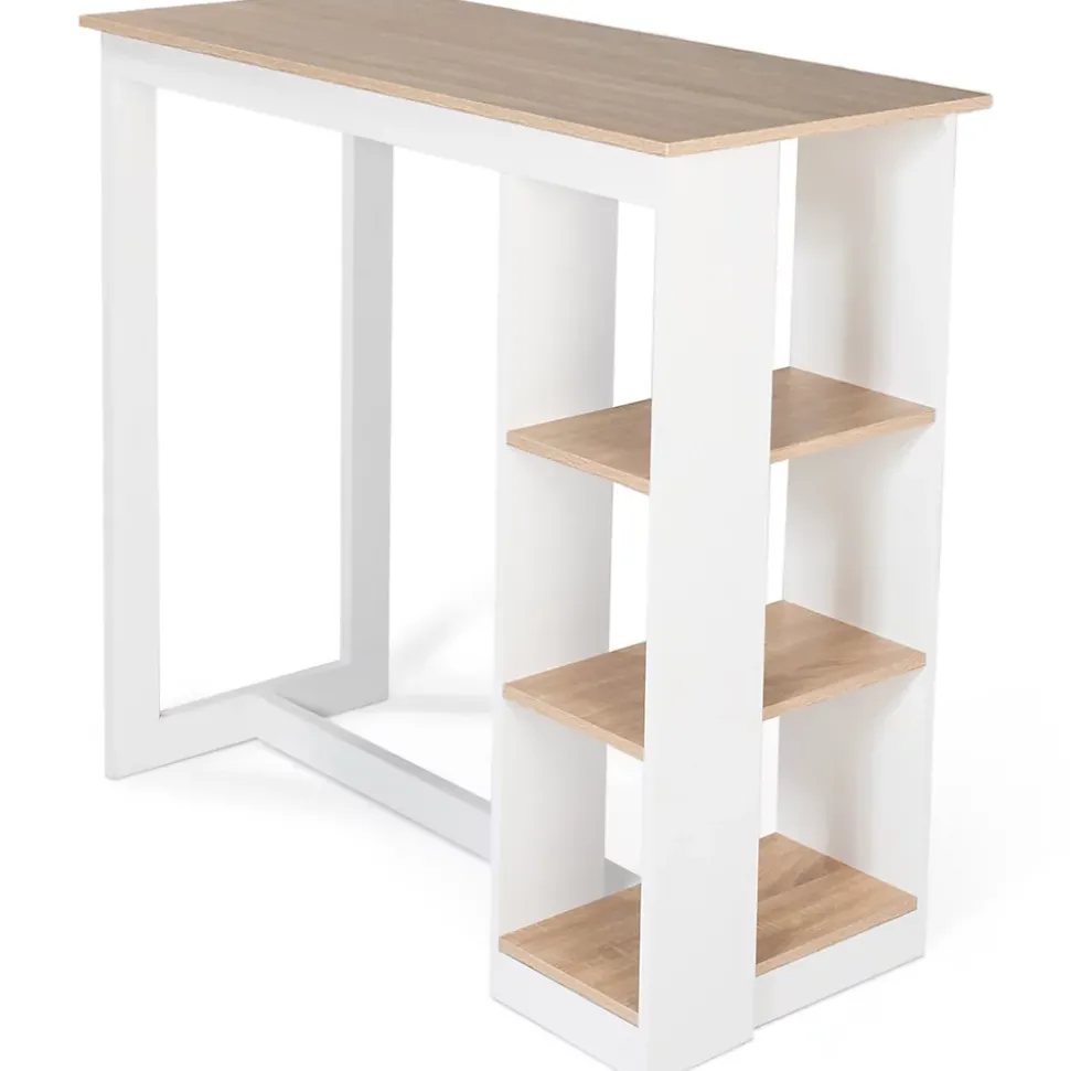 Table de bar BARTH 2 à 4 personnes ajourée bois blanc et plateau façon hêtre