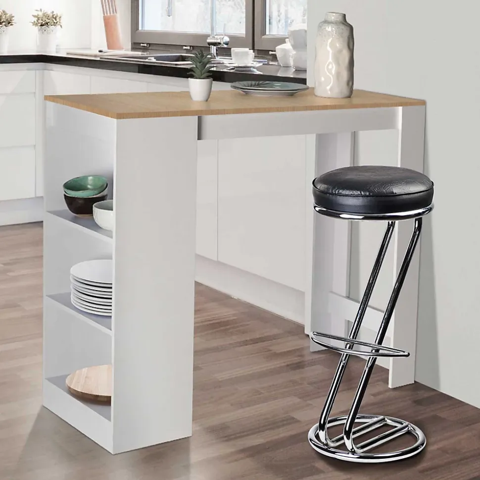 Table de bar BARTH 2 à 4 personnes bois blanc plateau façon hêtre