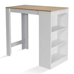 Table de bar BARTH 2 à 4 personnes bois blanc plateau façon hêtre