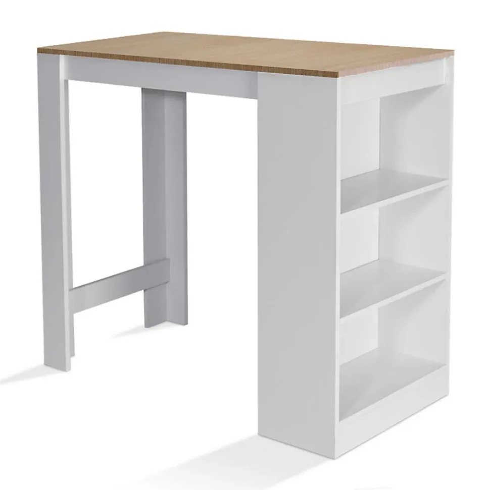 Table de bar BARTH 2 à 4 personnes bois blanc plateau façon hêtre
