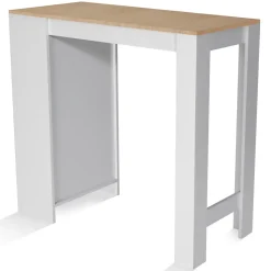 Table de bar BARTH 2 à 4 personnes bois blanc plateau façon hêtre