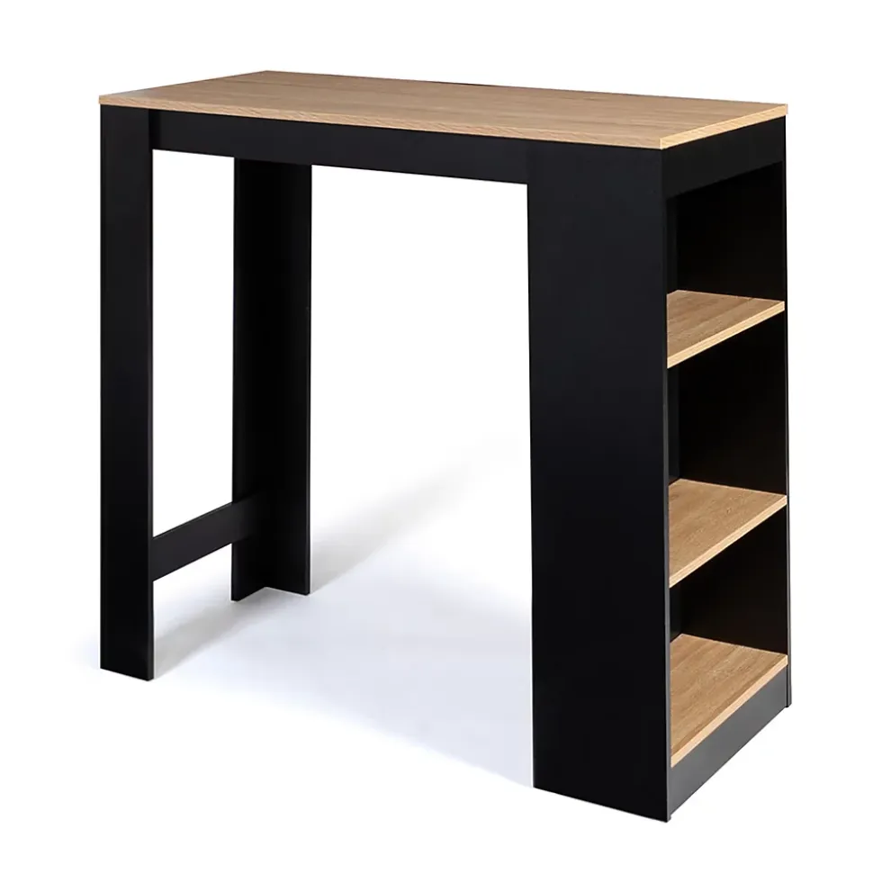 Table de bar BARTH 2 à 4 personnes bois noir plateau façon hêtre
