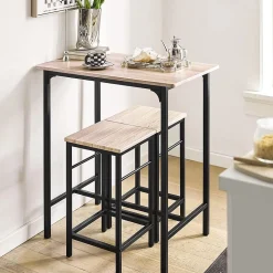Table de Bar Bistrot,Set 1 Table 2 Tabourets,Mange-Debout,Salle à Manger, Naturel,OGT10-N,SoBuy