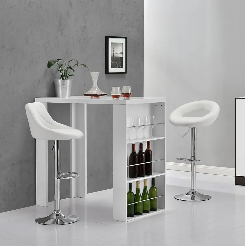 Table de Bar Bonn 3 Etagères 117 x 57 x 107 cm Blanc en.casa