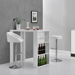 Table de Bar Bonn 3 Etagères 117 x 57 x 107 cm Blanc en.casa
