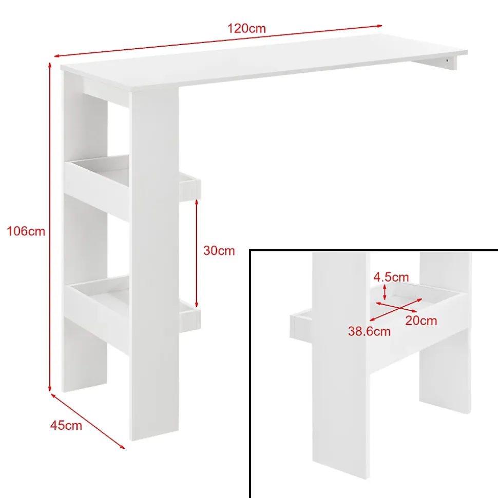 Table de Bar Bromölla 120 x 45 x 106 cm Blanc en.casa
