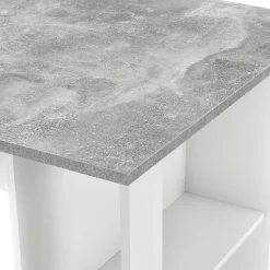 Table de Bar Danderyd 3 Etagères 120x60x106 cm Blanc Effet Béton en.casa