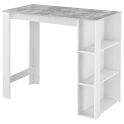 Table de Bar Danderyd 3 Etagères 120x60x106 cm Blanc Effet Béton en.casa