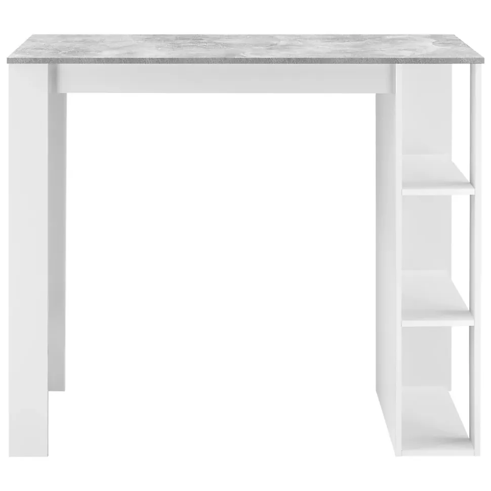 Table de Bar Danderyd 3 Etagères 120x60x106 cm Blanc Effet Béton en.casa