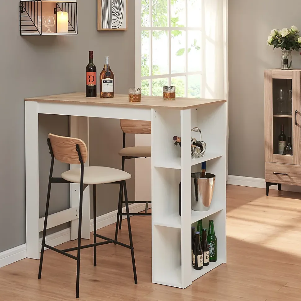 Table de Bar Danderyd 3 Étagères 120x60x106 cm Effet Chêne Blanc en.casa