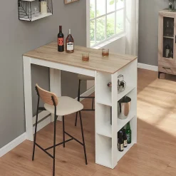 Table de Bar Danderyd 3 Étagères 120x60x106 cm Effet Chêne Blanc en.casa