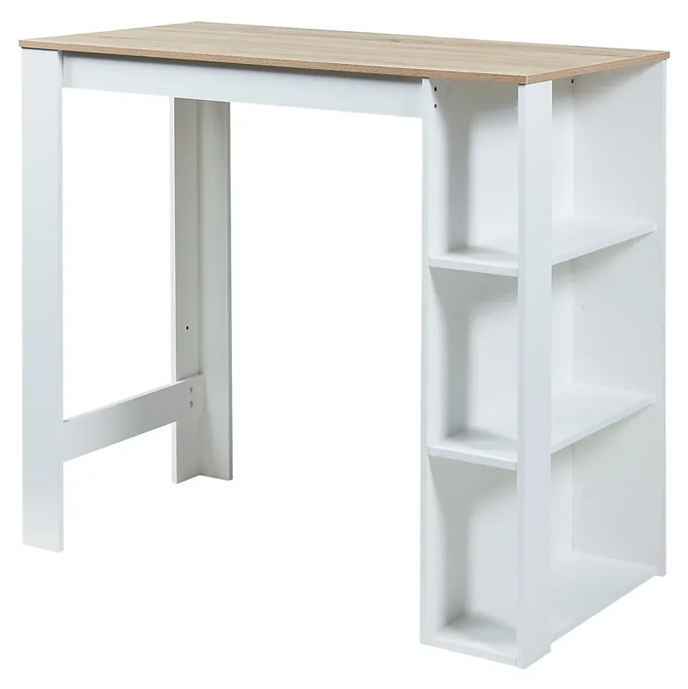 Table de Bar Danderyd 3 Étagères 120x60x106 cm Effet Chêne Blanc en.casa