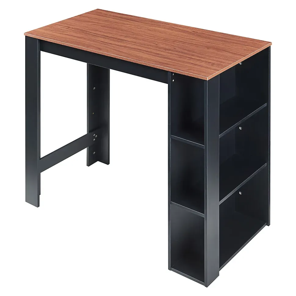 Table de Bar Danderyd 3 Étagères 120x60x106 cm Effet Noyer Noir en.casa