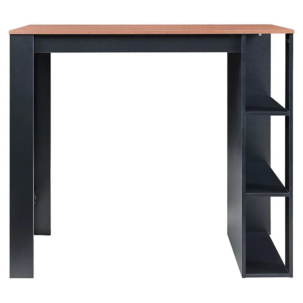 Table de Bar Danderyd 3 Étagères 120x60x106 cm Effet Noyer Noir en.casa