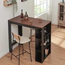 Table de Bar Danderyd 3 Étagères 120x60x106 cm Effet Noyer Noir en.casa