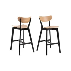 Table de bar et 4 tabourets de bar scandinaves en bois - LETA